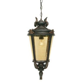 IP23 1 Bulb Chain Lantern Light Weathered Bronze Large LED E27 100W