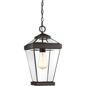 IP23 1 Bulb Chain Lantern Light Western Bronze LED E27 60W LARGE