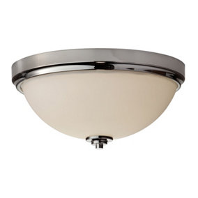 IP44 2 Bulb Flush Light Low Ceiling Polished Chrome LED E27 60W Bulb