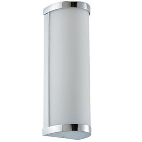IP44 Bathroom Wall Light Chrome & Frosted Glass Modern Round Twin Curved Lamp