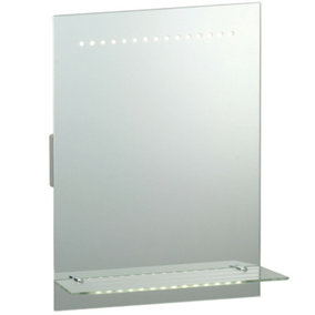 IP44 LED Bathroom Mirror 50cm x 39cm Vanity Light Glass Shelf & Shaver Socket