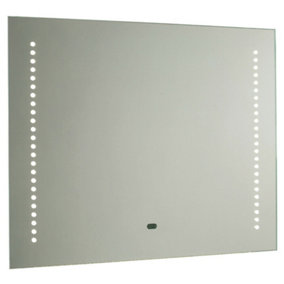 IP44 LED Bathroom Mirror 50cm x 60cm Vanity Light IR Switch & Dual Shaver Socket