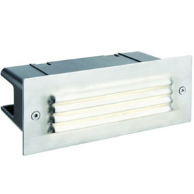 IP44 LED Full Brick Light Stainless Steel & Louvre Slotted Grill 3.5W Cool White