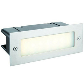 IP44 LED Full Brick Light Stainless Steel & Plain Frosted Glass 3.5W Cool White