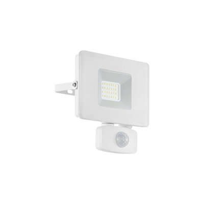 IP44 Outdoor Flood Light & PIR Sensor White Aluminium 20W Built in LED ...