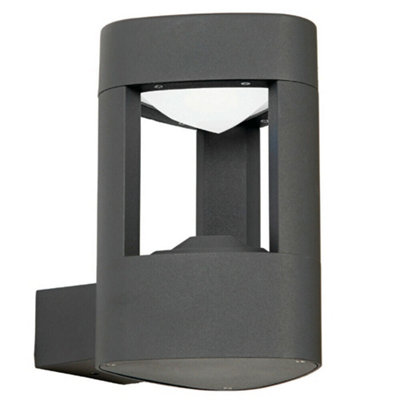 IP44 Outdoor LED Lamp Textured Grey Triangle Wall Light Porch Door Open