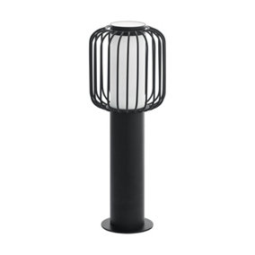 IP44 Outdoor Pedestal Light Black Steel 1 x 28W E27 Bulb Wall Gate Lamp