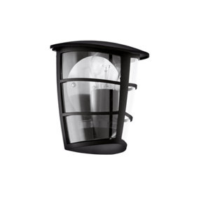 IP44 Outdoor Wall Light Black Modern Lantern 1x 60W E27 Bulb Porch Lamp