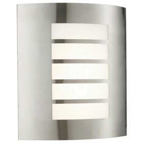 IP44 Outdoor Wall Light Brushed Steel & Diffuser 7W Warm White LED Porch Lamp