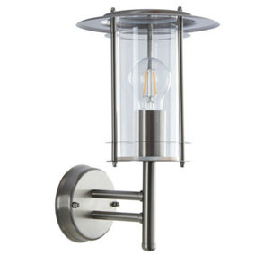 IP44 Outdoor Wall Light Stainless Steel Modern Lantern Glass Round Outdoor Lamp
