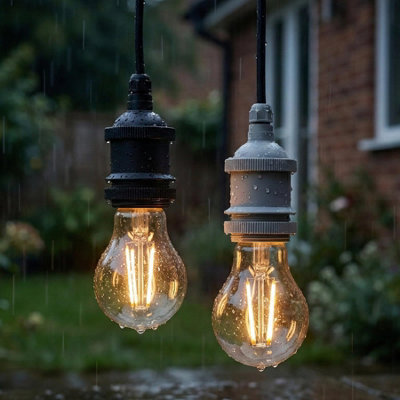 IP44 Rainproof E27 Lamp Holder with Cable Connector for Garden Patio ...