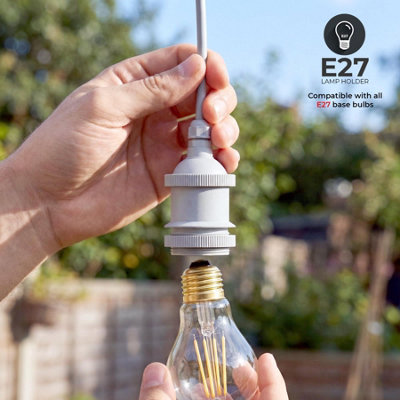 IP44 Rainproof E27 Lamp Holder with Cable Connector for Garden Patio ...