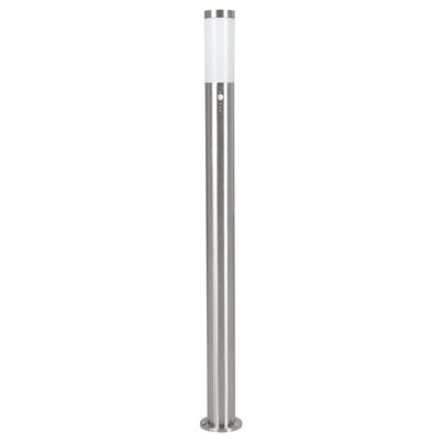 IP44 Stainless Steel Outdoor Bollard Light with PIR Sensor - 12W E27 Lamp Post, 1100mm