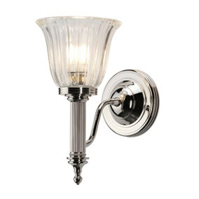 IP44 Wall Light Frosted Ribbed Glass Highly Polished Nickel LED G9 3.5W