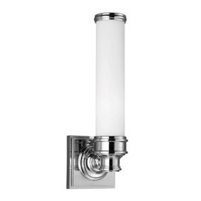 IP44 Wall Light White Etched Glass Metal Ring Style Polished Chrome LED G9 3.5W