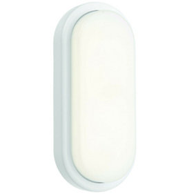 IP54 Outdoor Oval Bulkhead Wall Light Matt White 18W Cool White LED Ceiling Lamp