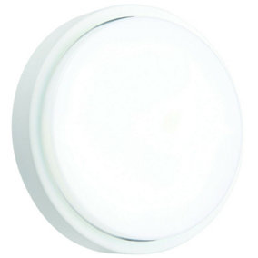 IP54 Outdoor Round Bulkhead Wall / Ceiling Light 12W Cool White LED 1000 Lumen