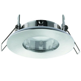IP65 Bathroom Slim Round Ceiling Downlight Brushed Chrome Recessed GU10 Lamp