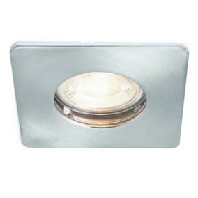 IP65 Bathroom Slim Square Ceiling Downlight Chrome Plated Recessed GU10 Lamp