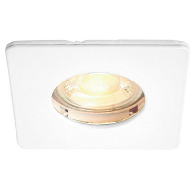 IP65 Bathroom Slim Square Ceiling Downlight Matt White Recessed GU10 ...