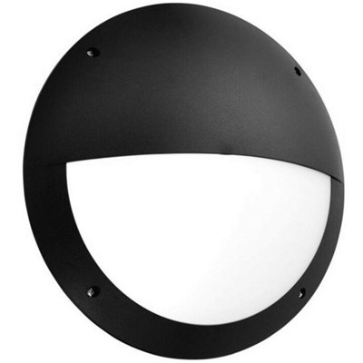 IP65 Outdoor Bulkhead Lamp & Microwave Sensor Matt Black Eyelid 12W ...