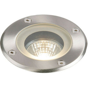 IP65 Outdoor LED Ground Light GU10 Bulb Round Steel Flush Walk Over Floor Lamp