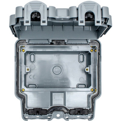 IP66 Outdoor 2 Gang Switch & Socket Enclosure Waterproof Garden Plate