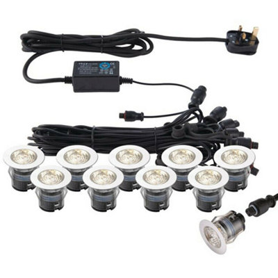 IP67 Decking Plinth Light Kit 10x 35mm Colour Changing White Lamps ...