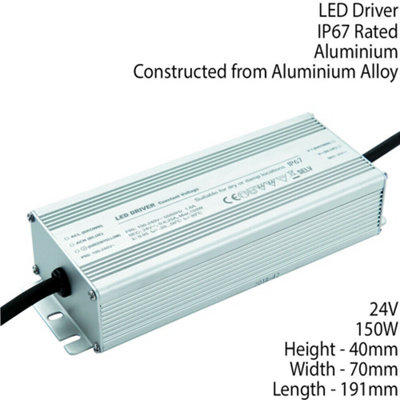 IP67 OUTDOOR 24V DC 150W LED Driver / Transformer Low Voltage Power Converter