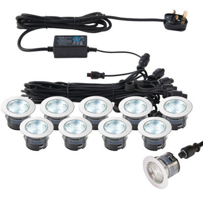 IP67 Outdoor Decking Plinth Lights 10x 45mm Colour Changing Daylight