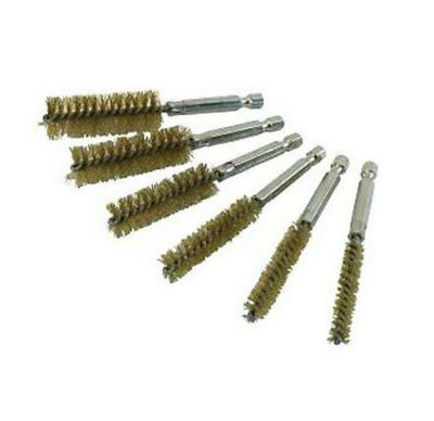 Ipa Twisted Wire Bore Brush 6Pc Set With Hexagonal Rod- Brass