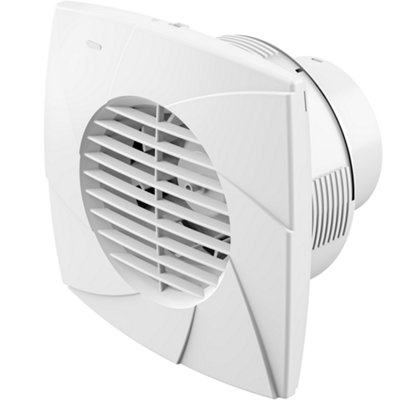 IPX2 Bathroom Extractor Fan with Backdraft Shutters & Adjustable Electronic Timer 100mm White