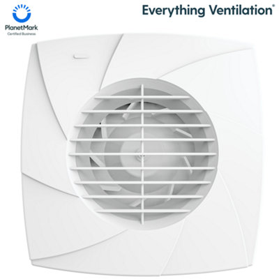 IPX2 Bathroom Extractor Fan with Backdraft Shutters & Adjustable Electronic Timer 100mm White