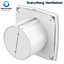 IPX5 Energy Efficient Axial Bathroom Extractor Fan with Back Draft Excluder - Wall or Ceiling Mounted  (100mm with Timer, White)