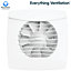 IPX5 Energy Efficient Axial Bathroom Extractor Fan with Timer & Humidstat - Wall or Ceiling Mounted (100mm, White)