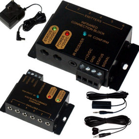IR Infrared Hub Repeater System 12V 1 Receiver 2 Emitter Remote Control Extender