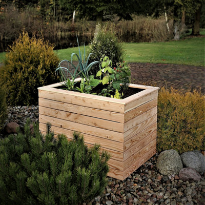 Irena Larch Timber Deep Trough Planter