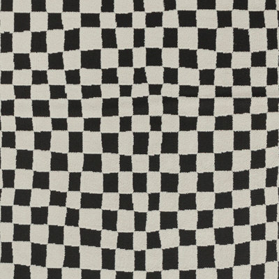 IRINA Scandi Modern High Pile Black/Ivory Checkered Area Rug 200 x 275 cm