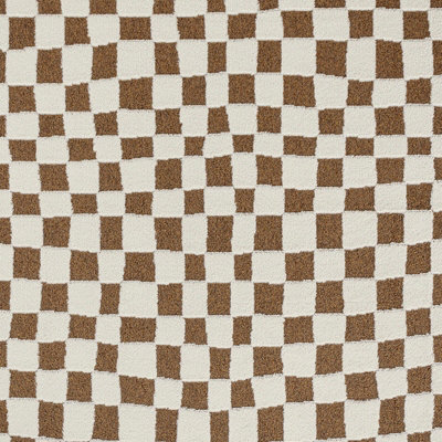 IRINA Scandi Modern High Pile Ivory/Brown Checkered Area Rug 160 x 213 cm