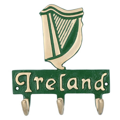 Irish Ireland Coat Jacket Key Hanger / Rack 3 Hooks / Pegs Wall Hall ...