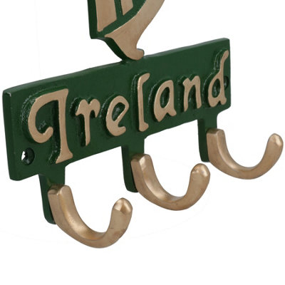Irish Ireland Coat Jacket Key Hanger / Rack 3 Hooks / Pegs Wall Hall ...