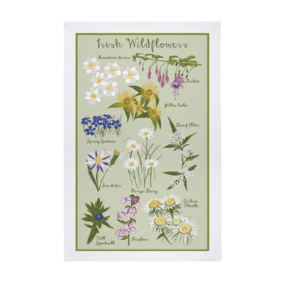 Irish Wild Flowers Irish Heritage 100% Cotton Tea Towel