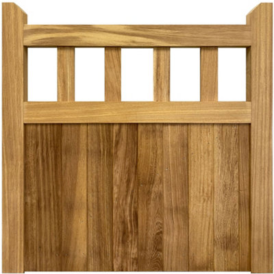 Iroko Cottage Gate Single - 2.4m Wide x 2.1m High - Left Hand Hung