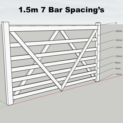 Iroko Diamond Brace Entrance Gate 2.1m Wide x 1.5m High (7 Rails)