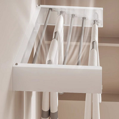 Iron amd Aluminium Space-Saving Wall Mounted Towel Drying Rack in White