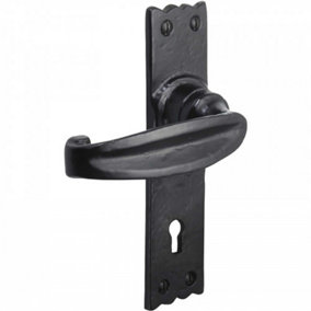 Iron Door Handles Black 158 x 38mm Antique Vintage Cottage Lever Lock Handle