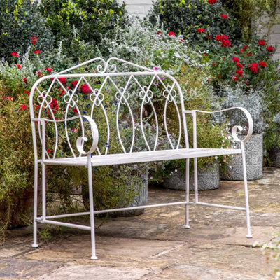 Iron garden/outdoor bench painted - Cruz Iron Outdoor Bench in Vanilla ...