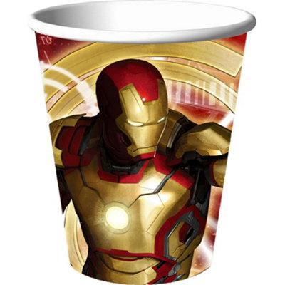 Iron Man Paper Disposable Cup (Pack of 8) Red/Gold (One Size)