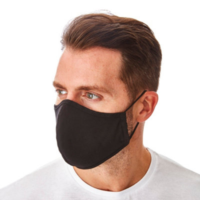Iron Mountain Workwear 3-Layer Reusable Antibacterial Face Covering, Black (5 Pack)