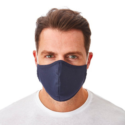 Iron Mountain Workwear 3-Layer Reusable Antibacterial Face Covering, Navy (5 Pack)